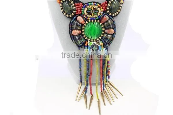 Big Bright Color Bead Necklace Green Crystal Tassel Bead Necklace photo-4