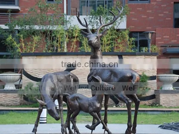 Outdoor Metal Casting Bronze Deer Sculptures Animal Statues photo-2