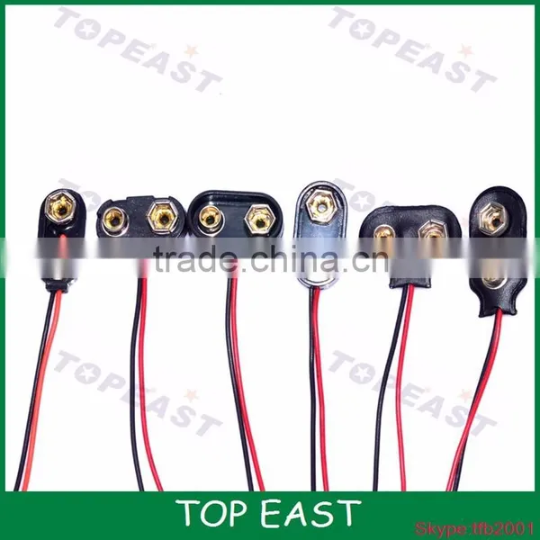 Faux Leather Housing T Type 9V Battery Clip Hard Shell Connectors Buckle Cable Lead photo-4