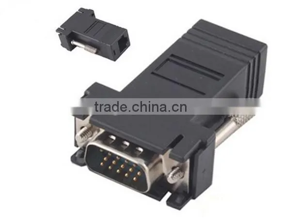 NEW VGA Extender Male to LAN CAT5 CAT6 RJ45 Network Cable Female Adapter Kit