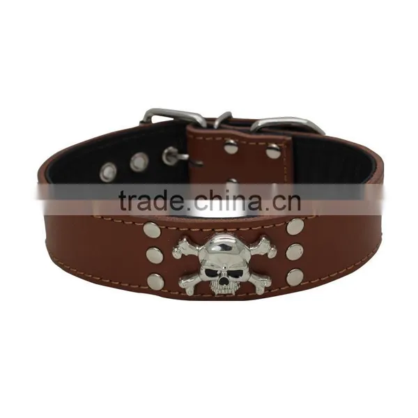 Wholesale Skulls Decorate Real Cowhide Pet Collars Rivet Dog Collar photo-6