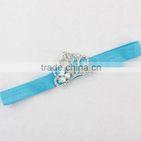 European Kids Headbands New Arrival Baby Girl Pearls Crown Headbands Infant Baby Elastica Hair Bands photo-3