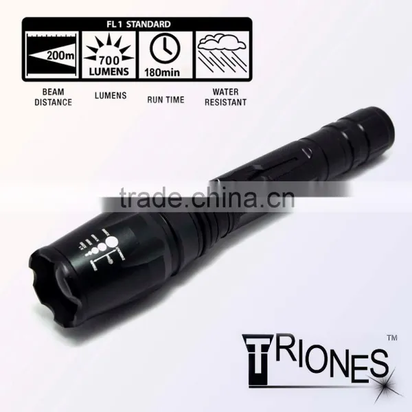 (130252) 2014 Hot Selling Factory Price Rechargeable Aluminum Flashlight 2014 With Zoom