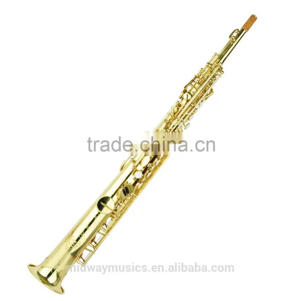AT85-G Electrophoresis Gold Lacquer Integrated Soprano Saxophone From China Supplier