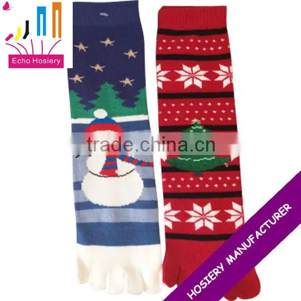 Christmas Toe Socks With Snow and Snowman