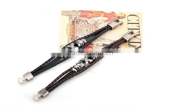 >>hot Selling Wholesale Beaded DIY Leather Bracelet With X Letter / photo-2