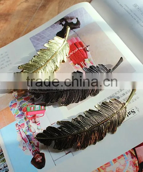 Fashion Golden Leaves Metal Clip For Women,Greece's Women Feather Spring Clip Metal Hair Accessories photo-6