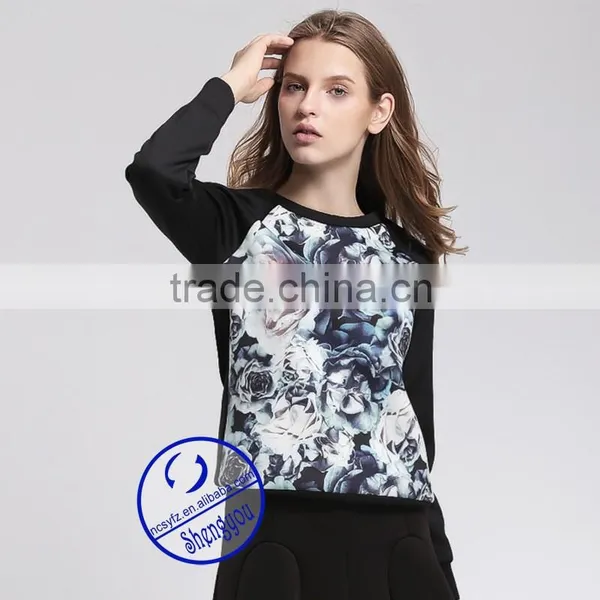 Custom Space Cotton Womens Printed Pullover Raglan Sleeve Sweatshirts Wholesale photo-3