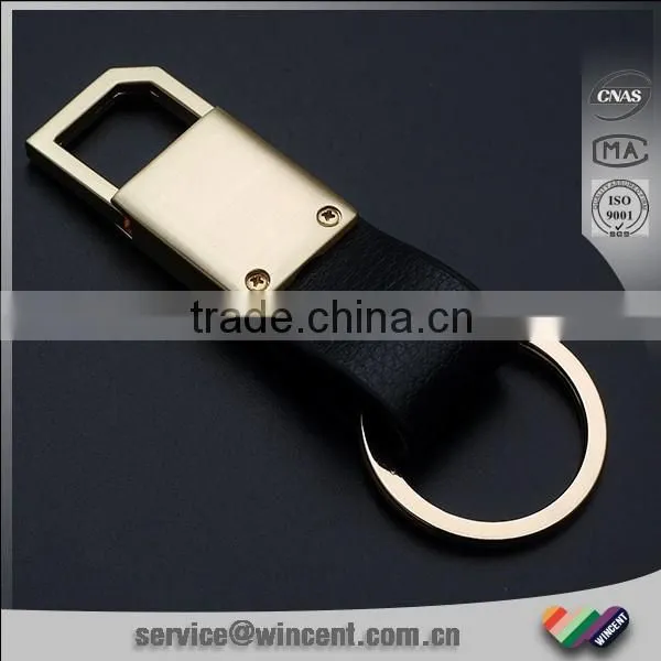Custom Logo Gold Plating Leather Rotating Keychain photo-2