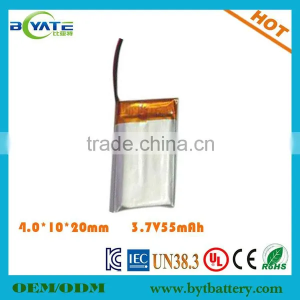 Wholesale Price 401020 3.7V55mah Li-Polymer Batteries for Speaker photo-2