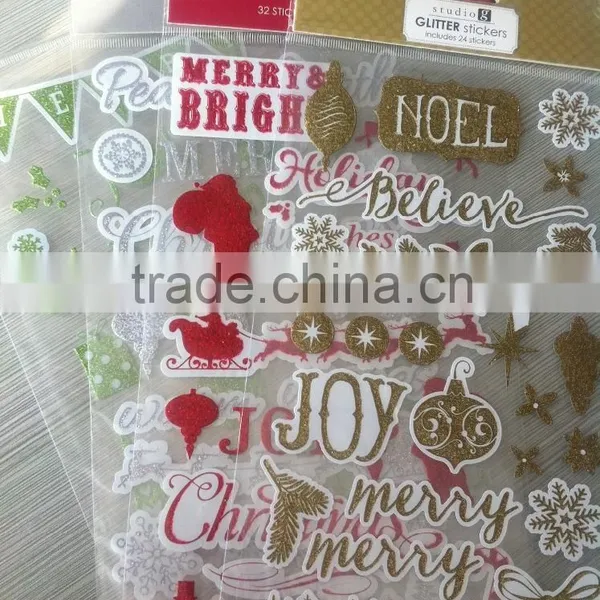 M-P007 Merry Christmas Glitter Pvc Sticker, 5d Home Decor Pvc Wall Sticker,custom Pvc Sticker Paper photo-2