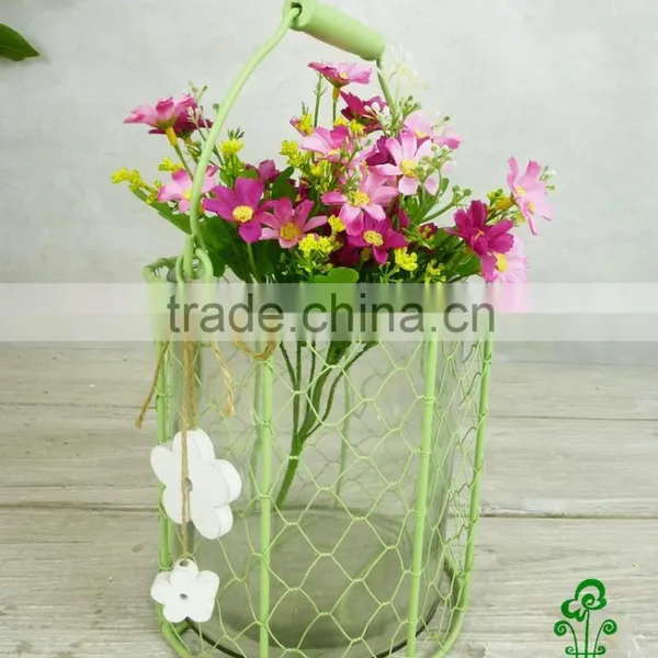 Decorative Wire Mesh and Glass Flower Pot photo-5