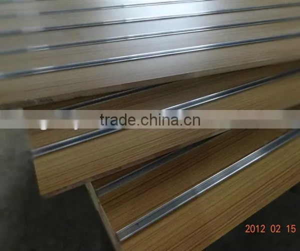 melamine mdf slot board with aluminum insert