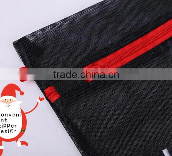 YIWU RODA 100% Polyester Mesh Square Black Embroidery Laundry Bag photo-5
