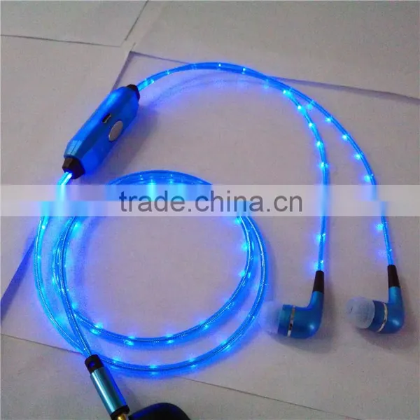 Most Popular Sport Visible Flowing LED Glow Flash Light Stereo Earphone With Mic EL Glowing Headsets photo-5