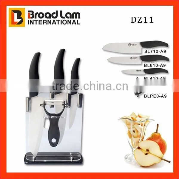 4pcs Ceramic Kitchen Knives Set in Transparent Plastic Stand With Nice Gift Box Packing photo-4