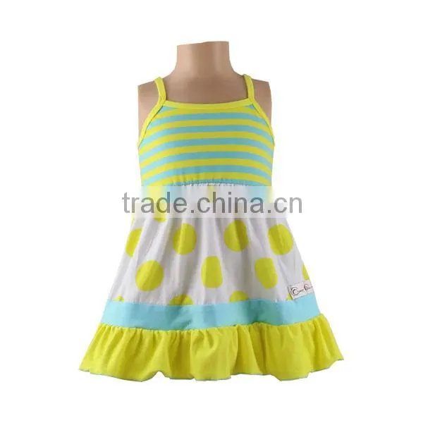 Kaiyo Factory Cheapest Children's Boutique Clothing Cute Dress Spaghetti Strap Dress Print Summer Dresses photo-3