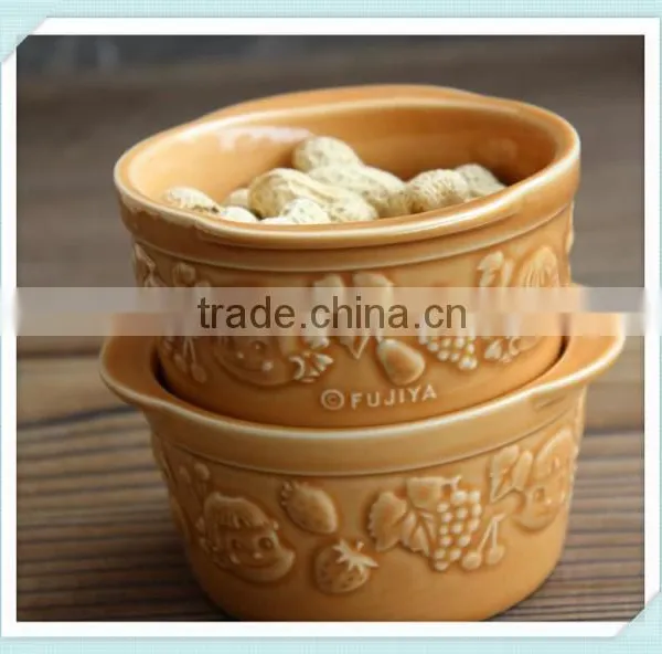 3d Ceramic Old Style Soup Bowl With Fruit Emboss photo-4
