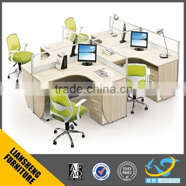 2016 OFFICE Furniture Partition Double Side Workstation Office Furniture Workstation for Four People With 3D Liansheng