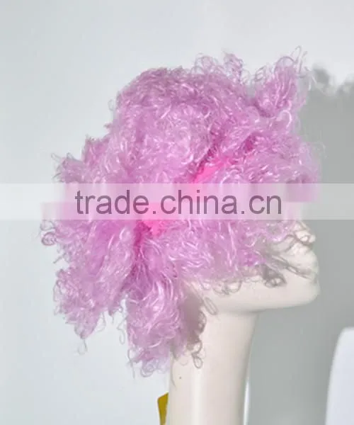 Crazy Explosion Pink Afro Curls Wigs Football Fans Wig N347 photo-2