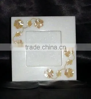White Marble Mirror Photo Frame