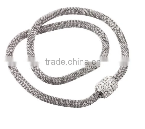 KS16773-K Top Sale Women's Stainless Steel Magnet Clasp Mesh Crystal Jewelry Sets photo-2