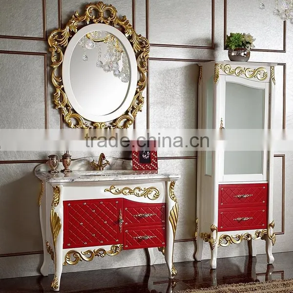 WTS3022 39 Inch Customized Wooden Classical Antique Bathroom Furniture in Cherry Yellow Finished photo-6