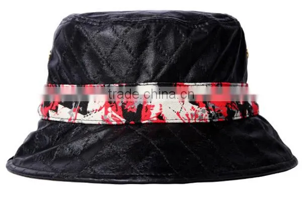 2014 Qulited Leather Embroidery Bucket Boonie Custom Hat Wholesale photo-2