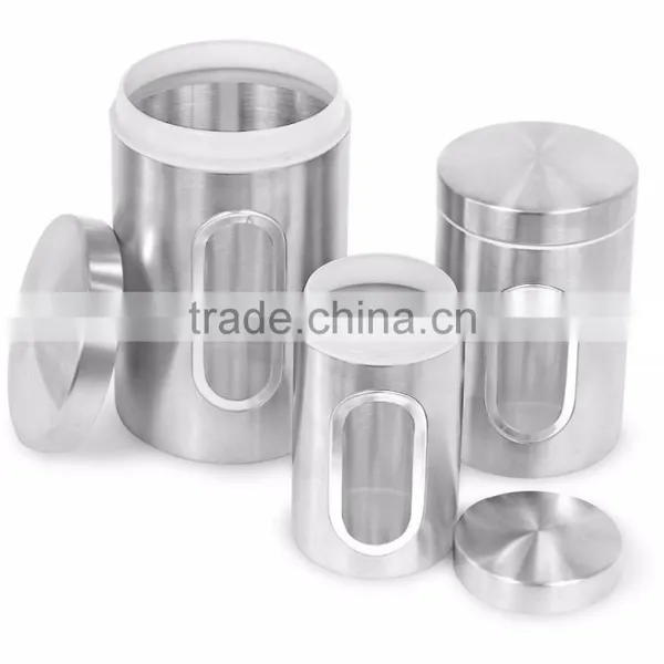 3PCS Kitchen Food Coffee Tea Sugar Flour Stainless Steel Storage Canisters photo-4