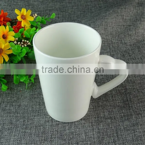 Wholesale White Heart Shaped Handle Porcelain Coffee Cups Mugs Bulk Ceramic Mugs photo-2