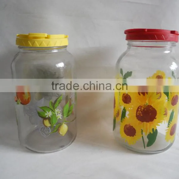 8L Big Glass Jar With Colored Printing photo-2