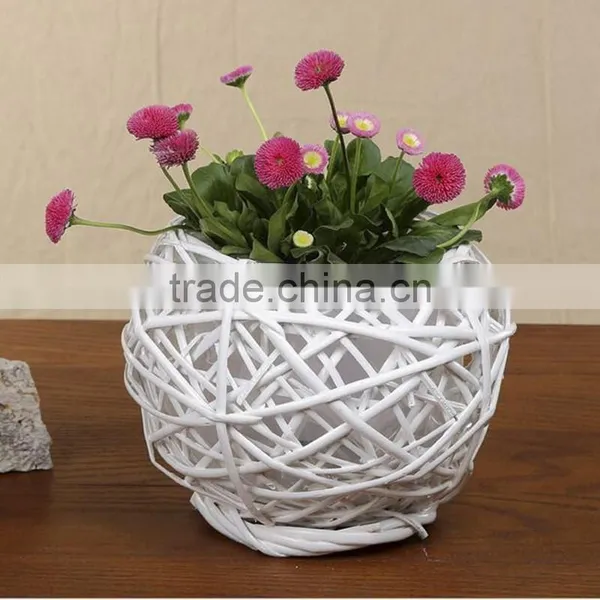 Factory Directly Supply Artificial Flower Basket Decoration Wicker Flowerpot photo-4