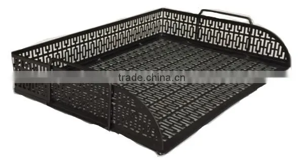 Black Metal Punched Document Tray With Handles photo-2