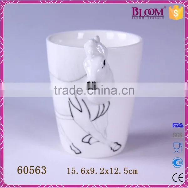 Modern Simple Ceramic Horse Animal White Coffee Mug photo-2