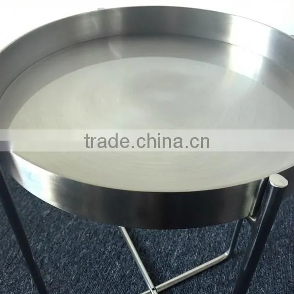 High Quality Metal Color Stainless Steel Folding End Table With Glass Top photo-3