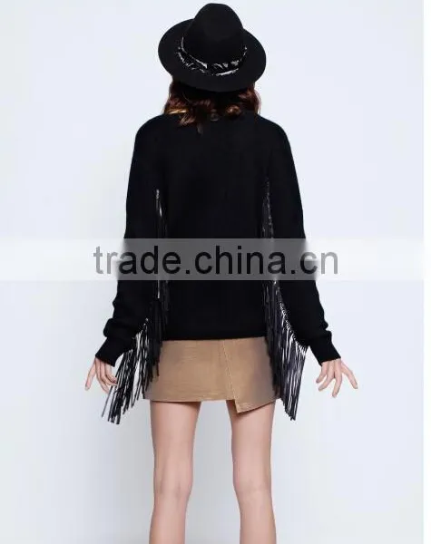 LEATHER DETAIL 90%WOOL 10%CASHMERE PULLOVER photo-2