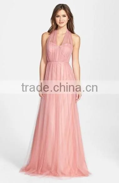 MGOO High Quality 2016 Convertible Tulle Column Plain Maxi Prom Women Long Dress Islamic Vestidos photo-6