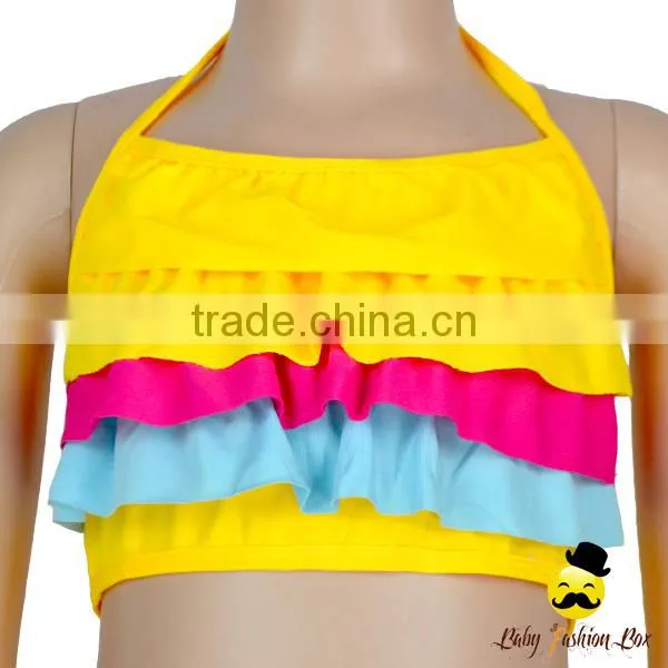 Fashion Max Children Colorful Ruffle Separable Rainbow Little Girl Swimwear Suit Clothes photo-4