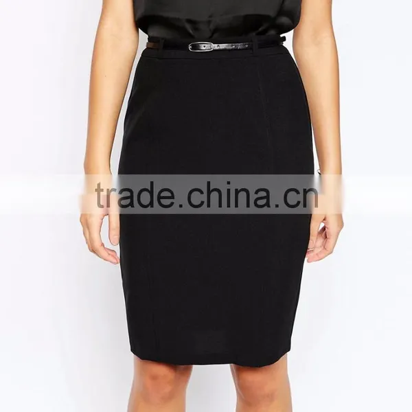 High Rise Belted Waist Pencil Skirt Sexy Women Work Clothes Mini Skirts 2016 photo-4