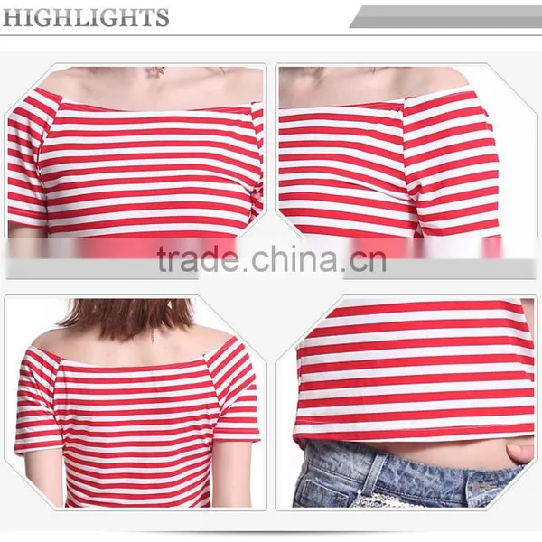 OEM Services Stripe+short+sleeve+t-shirt+tops+for+women+2016,female Tshirts photo-6