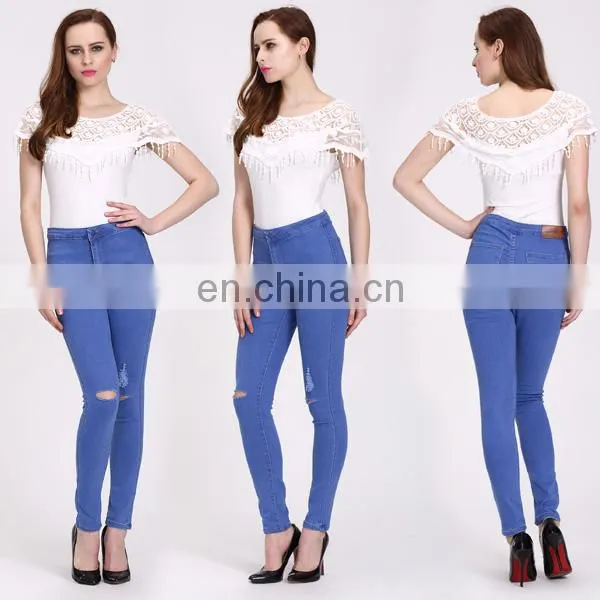 2016 Ladies New Design Fashion Top Jointed Lace Top photo-2