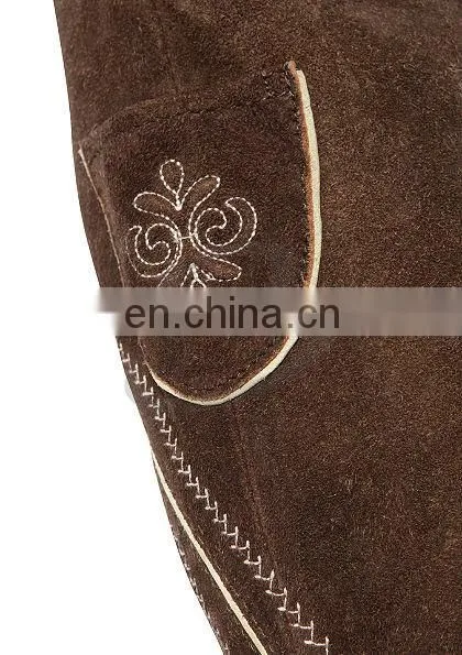Authentic German Bavarian Lederhosen Dark Brown Suede Leather (Bavarian Clothing) photo-3