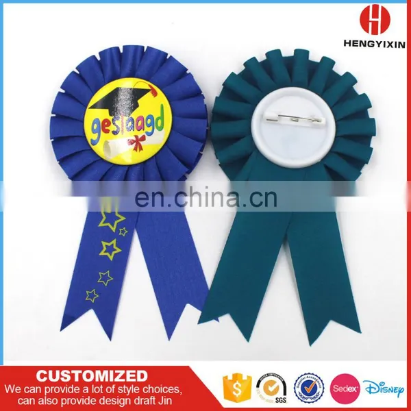 Wholesale Handmade Round Woved Satin Award Ribbon Rosette for Festival Celebration photo-2