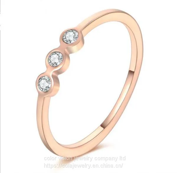 Women Fashion Stainless Steel Jewelry Ring Diamond Rings photo-2