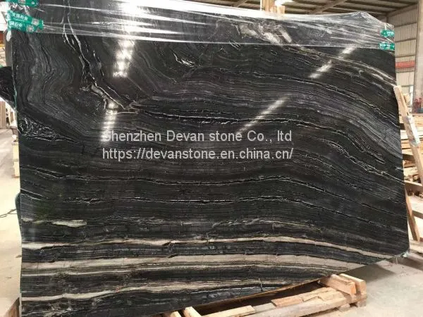 Black Wood Marble Slab Polished Marble Tiles on Sale photo-4
