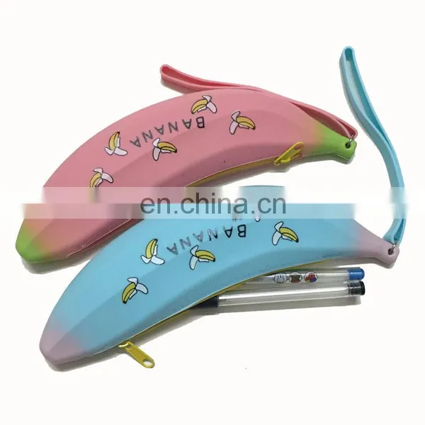 Novelty Cosmetic Pen Stationery Fruit Banana Pencil Bag Silicone Zipper Pouch Fashion Lady Coin Purse photo-4