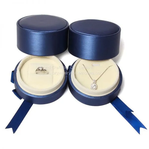Round Brushed PU Ring Box Pendant Box Necklace Box Jewelry Box Jewelry Packaging Box Custom LOGO Wholesale photo-4