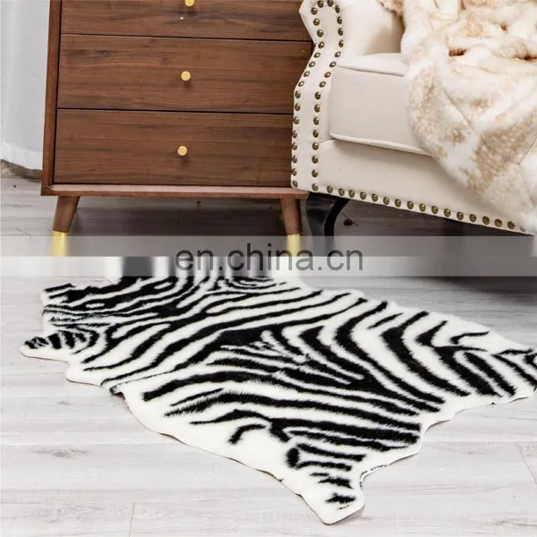 Manufacturer Wholesale Zebra Shaggy Fur Floor Rugs For Sale Living Room photo-5