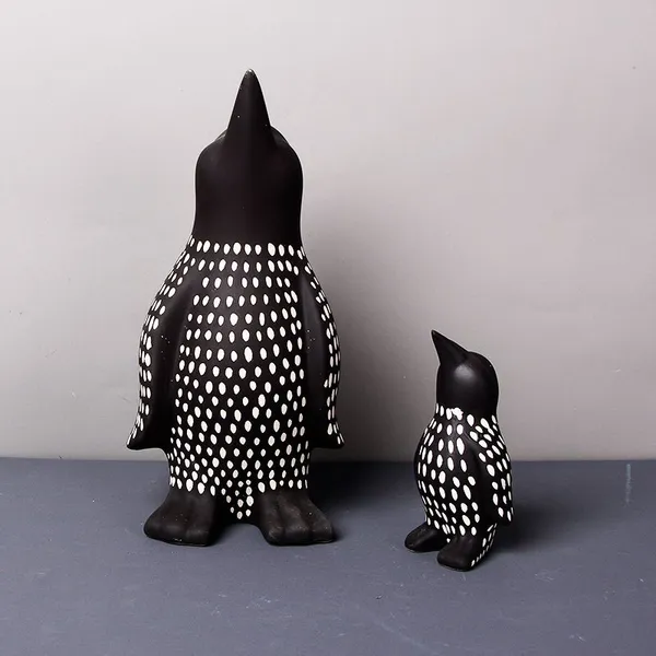 New Chinese Style Penguin And Stone Shapes Black And White Spots Ceramic Decoration For Home photo-3