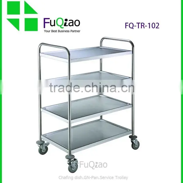3 Layers Round Tube Stainless Steel Room Food Service Trolley Supplier's Choice photo-3